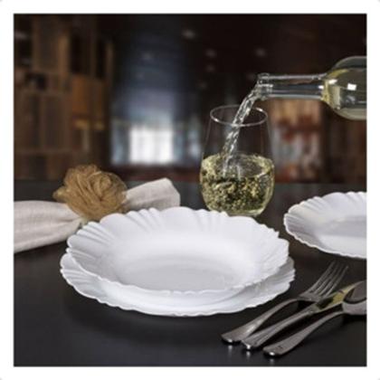 Imagem de S4P Jogo 4 Pratos Fundo Branco Duralex Opaline Vidro Pétala