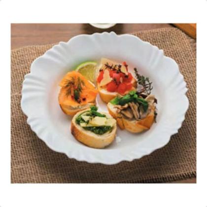 Imagem de S4P Jogo 4 Pratos Fundo Branco Duralex Opaline Vidro Pétala