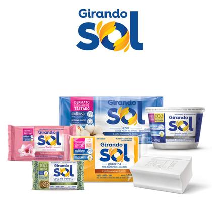 Imagem de Sabão Em Barra Glicerina Girando Sol 400G, Sabão Glicerinado Em Barra Multiuso, Amarelo, Com Pura Glicerina, Rende E Dur