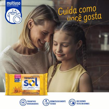 Imagem de Sabão Em Barra Neutro Girando Sol 1Kg, Sabão Neutro Em Barra Multiuso, Amarelo, Com Pura Glicerina, Rende E Dura Mais, S