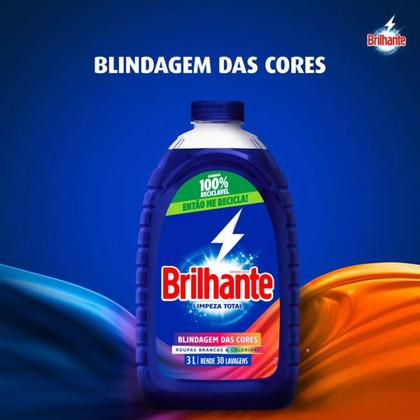 Imagem de Sabao liquido brilhante lava roupas 3 lt roupas brancas e coloridas