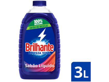Sabão Líquido Lava Roupas Brilhante Limpeza Total 3L Imagem de Sabão Líquido Lava Roupas Brilhante Limpeza Total 3L