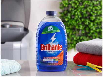 Sabão Líquido Lava Roupas Brilhante Limpeza Total 3L Imagem de Sabão Líquido Lava Roupas Brilhante Limpeza Total 3L