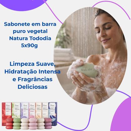 Imagem de Sabonete Barra Puro Vegetal Tododia Natura 5x90g  Limpeza Suave -Hidratação -Fragrâncias Deliciosas