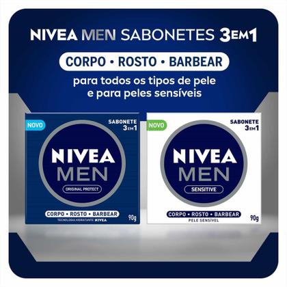 Imagem de Sabonete Em Barra Hidratante Nivea Men Sensitive 3 Em 1 90g
