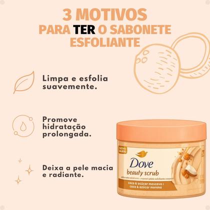 Imagem de Sabonete Esfoliante Corporal Dove Beauty Scrub Coco e Açucar Mascavo 280g