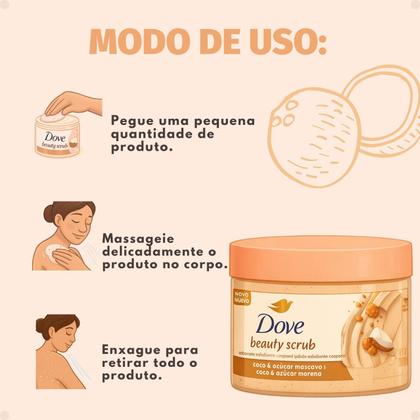 Imagem de Sabonete Esfoliante Corporal Dove Beauty Scrub Coco e Açucar Mascavo 280g