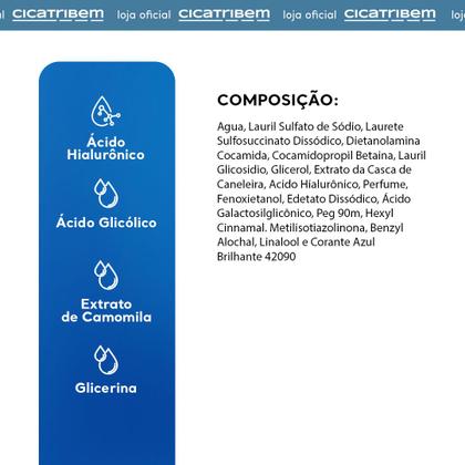 Imagem de Sabonete Facial Cicatribem 200ml Limpeza Profunda com Ácido Hialurônico Ácido Glicólico Extrato de Canela Pele Oleosa Poros Dilatados Luminosidade