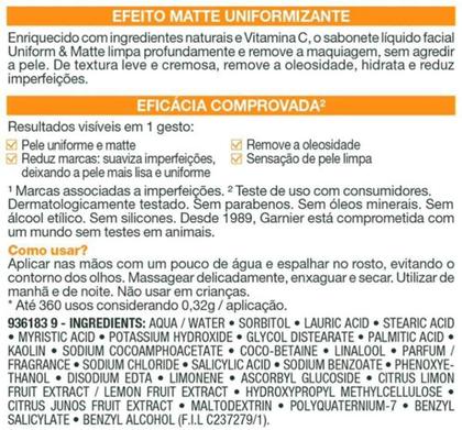 Imagem de Sabonete Facial Garnier Vitamina C Efeito Matte 120g