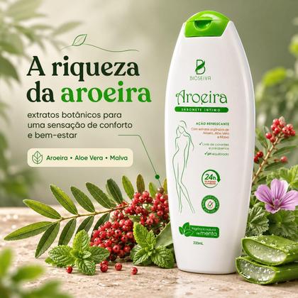 Imagem de Sabonete Íntimo Feminino Aroeira Fragrância Natural de Menta 220ml BioSeiva Frescor pH Equilibrado