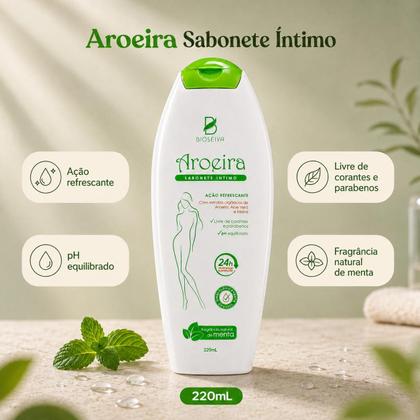 Imagem de Sabonete Íntimo Feminino Aroeira Fragrância Natural de Menta 220ml BioSeiva Frescor pH Equilibrado