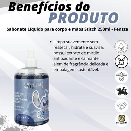 Imagem de Sabonete Liquido Corpo Pantenol Aloe Vera Stitch 250ml Azul