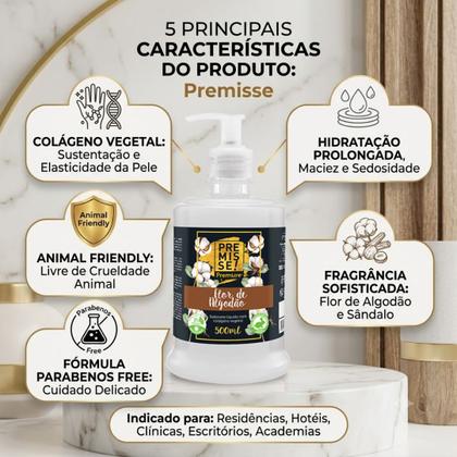 Imagem de Sabonete Líquido Para Mãos e Corpo Flor de Algodão 500ml Premisse Gold