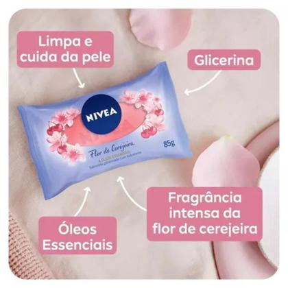 Imagem de Sabonete Nivea Hidratante Flor De Cerejeira 85g Kit 12 Unid