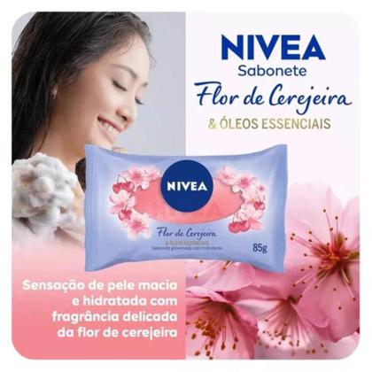 Imagem de Sabonete Nivea Hidratante Flor De Cerejeira 85g Kit 12 Unid