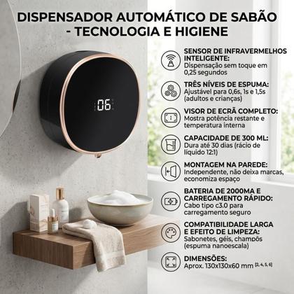 Imagem de Saboneteira Automática Dispenser Espuma Sensor Recarregável