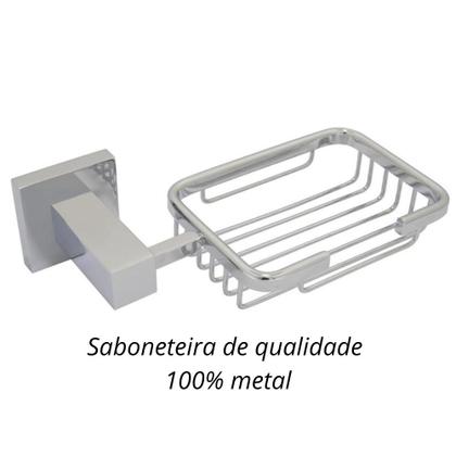 Imagem de Saboneteira Cesto Metal Inox Quadrado Aço Inox