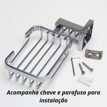Imagem de Saboneteira Cesto Metal Inox Quadrado Aço Inox