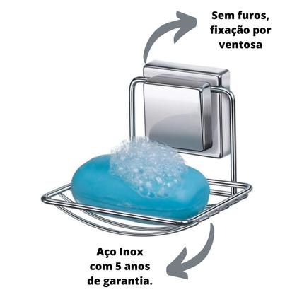 Imagem de Saboneteira De Parede Fixa Porta Sabonete Aço Com Ventosa