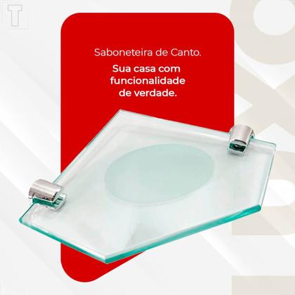 Imagem de Saboneteira de vidro vildrex de canto com suporte incolor s2