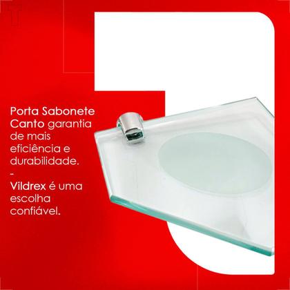 Imagem de Saboneteira de vidro vildrex de canto com suporte incolor s2