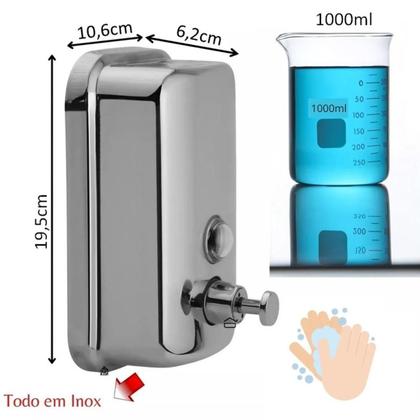 Saboneteira Dispenser 1 L Sabonete Líquido Álcool Gel Inox - Nilosdecor Imagem de Saboneteira Dispenser 1 L Sabonete Líquido Álcool Gel Inox