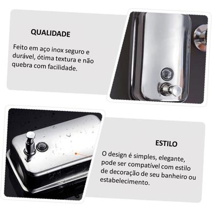 Saboneteira Dispenser 1 L Sabonete Líquido Álcool Gel Inox - Nilosdecor Imagem de Saboneteira Dispenser 1 L Sabonete Líquido Álcool Gel Inox