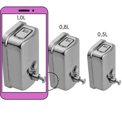 Saboneteira Dispenser 1 L Sabonete Líquido Álcool Gel Inox - Nilosdecor Imagem de Saboneteira Dispenser 1 L Sabonete Líquido Álcool Gel Inox