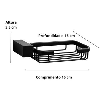 Imagem de Saboneteira Parede BSMIX Aço Inox Preto Fosco Banheiro Lavabo Porta Sabonete