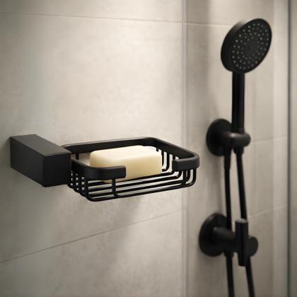 Imagem de Saboneteira Parede BSMIX Aço Inox Preto Fosco Banheiro Lavabo Porta Sabonete