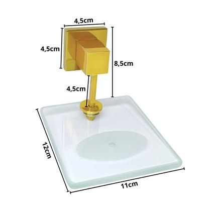 Imagem de Saboneteira Quadrus Dourado Com Vidro Incolor