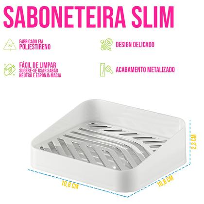 Imagem de Saboneteira Slim Lavabo Banheiro Organizadora Base Removível