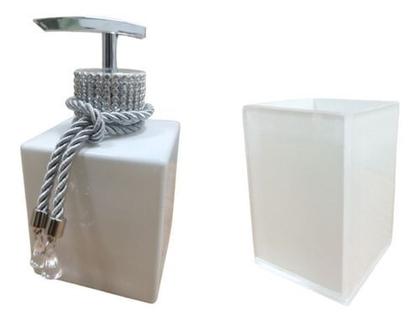 Imagem de Saboneteria Dispenser Para Sabonete Líquido Porta Escovas De Dentes Pincel Make Luxo