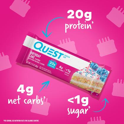 Imagem de Sabor de bolo de aniversário Protein Bar Quest 20g 12 barras