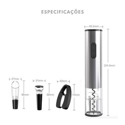 Imagem de Saca Rolha Abridor Vinho Automático Em Aço Inox Elegante E
