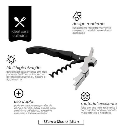 Imagem de Saca rolha compacto inox 12 cm - MIMO STYLE