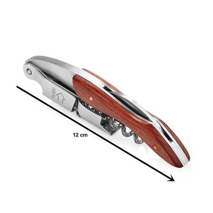 Imagem de Saca Rolha em Inox Dois Estágios com Cabo de Madeira