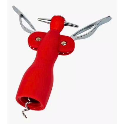 Imagem de Saca Rolhas Abridor De Garrafa Vinho Manual Aço Inox Emborrachado Restaurante Bar Ke Home