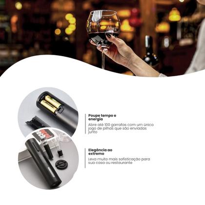 Imagem de Saca Rolhas Abridor De Vinho Automático Elétrico Dupla Rotação Kit 4 em 1 Profissional Sommelier