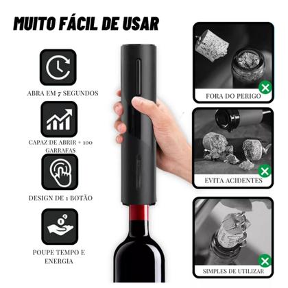 Imagem de Saca Rolhas Abridor De Vinho Automático Elétrico Dupla Rotação Kit 4 em 1 Profissional Sommelier