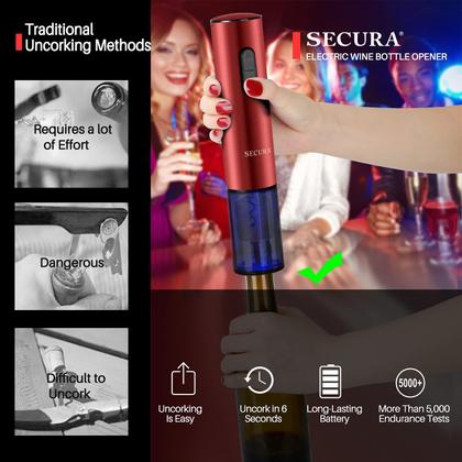 Imagem de Sacacorchos Eléctrico Secura SWO-3N Recargable Rojo
