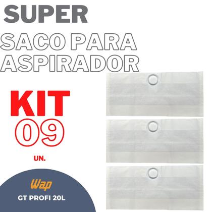 Imagem de Saco Aspirador Pó Wap Gt Profi 20 Descartavel - Kit C/09 Refil Compatível Coletor Resistente