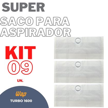 Imagem de Saco Aspirador Pó Wap Turbo 1600 Descartavel Kit C/09 Refil Coletor Compatível Resistente