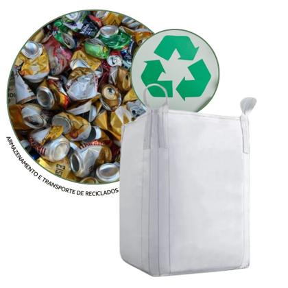 Imagem de Saco Big Bag Reforçado 1000 kg 1m 90x90x120 cm Ensacar Reciclagem Latinhas Jardinagem Reforçado