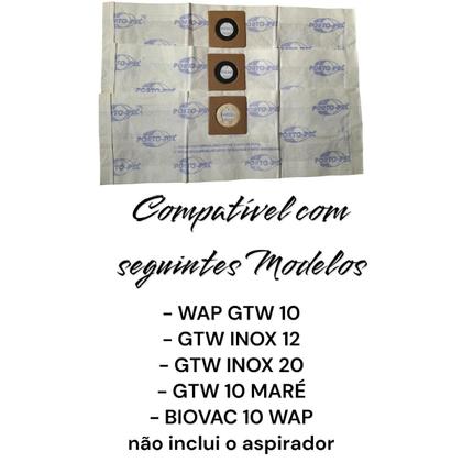 Imagem de Saco De Aspirador De Pó Wap Gtw10 Gtw12 Gtw20 Kit com 3 Unidades - Envio em 24hs