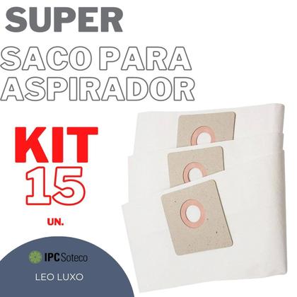Imagem de Saco de Aspirador IPC Soteco Leo Luxo LP1/16  Kit c/15 Refil