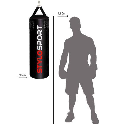 Imagem de Saco De Boxe 90 Cm Profissional Pancada + Luva Bate Saco Adulto - Preto