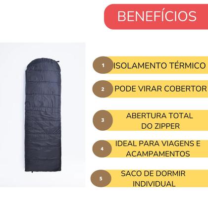 Imagem de Saco De Dormir Camping Allpa 2 Em 1 Vira Cobertor 220x70cm