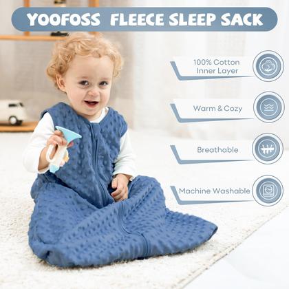 Imagem de Saco de Dormir Yoofoss para Bebês (6-12 Meses) - Fleece com Bolinhas de Pelúcia - TOG 1.5