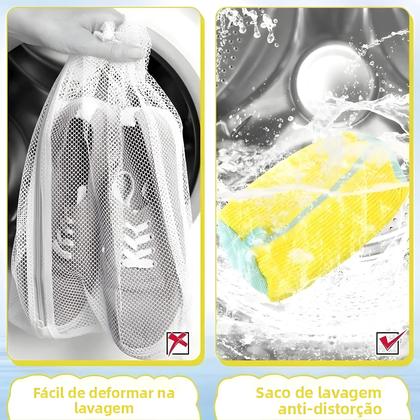 Imagem de Saco De Lavagem Para Tênis Com Zíper E Pelúcia Rica Para Máquina De Lavar, Escova Para Sapatos